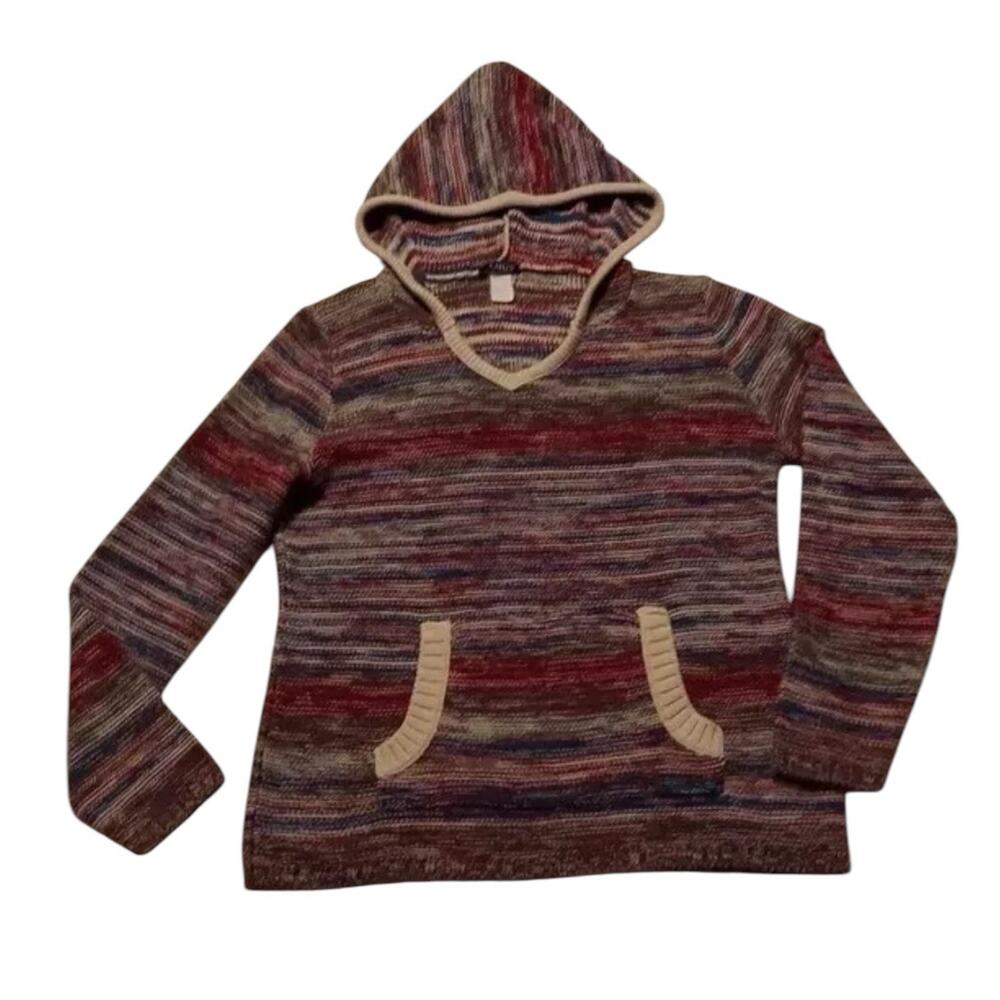 Venus Hoodie Sweater Pouch Pockets Multi color Medium Hooded Knit